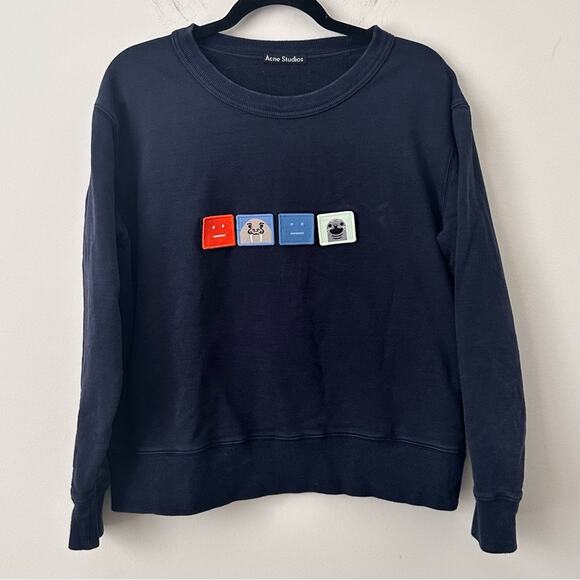 Acne Studios Graphic Print Face Logo Collection Crewneck Sweatshirt Size Small - Picture 1 of 5